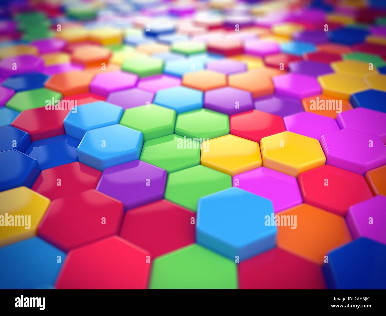 Rendu 3D coloré abstrait géométrique fond structure hexagonale Banque D'Images