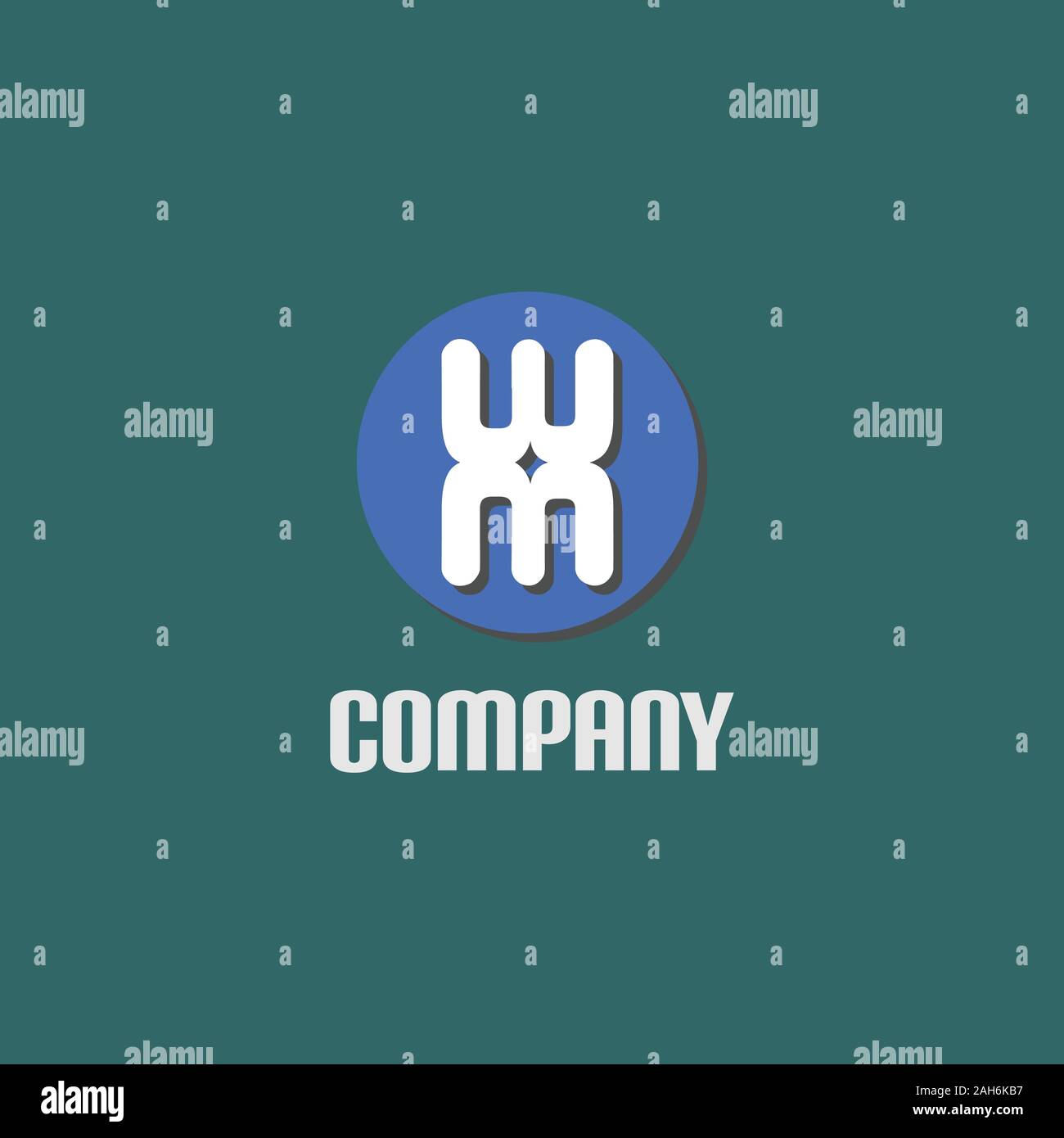 Lettre Alphabet WM de logo Logo arrondi, Ellipse Modèle Concept avec Star au milieu, blanc, bleu, gris, vert projet vectoriel EPS 10 Illustration de Vecteur