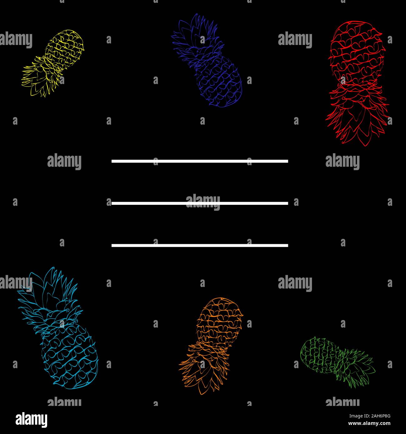 Couleur d'encre noire sur châssis vecteur d'ananas Illustration de Vecteur