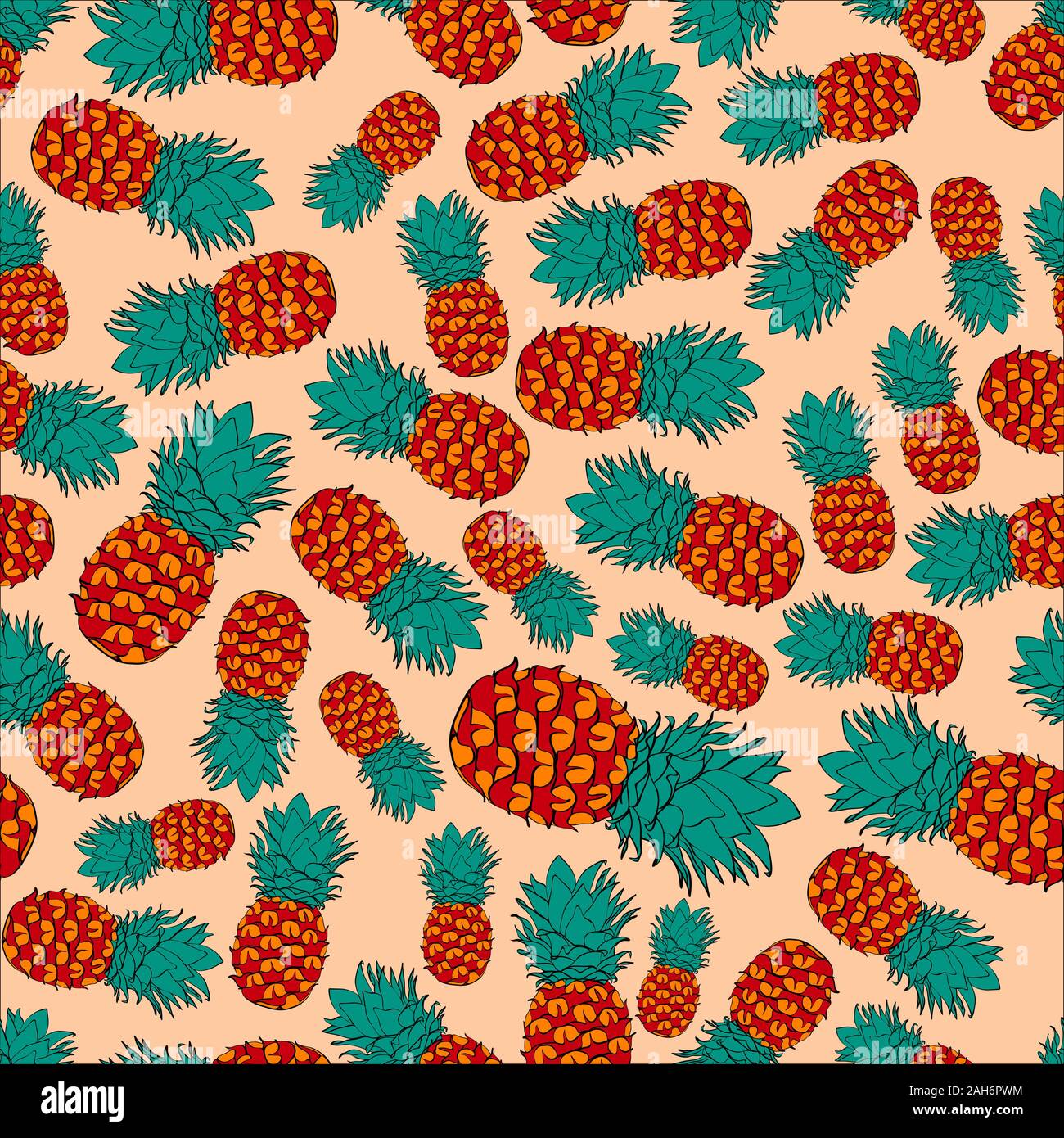 Couleur d'encre rose sur modèle vecteur d'ananas Illustration de Vecteur