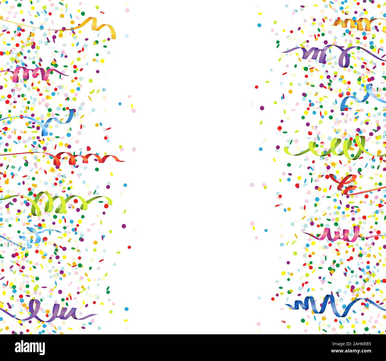 Vector illustration de confettis multicolores transparente et banderoles pour carnaval ou fête sur fond blanc Illustration de Vecteur