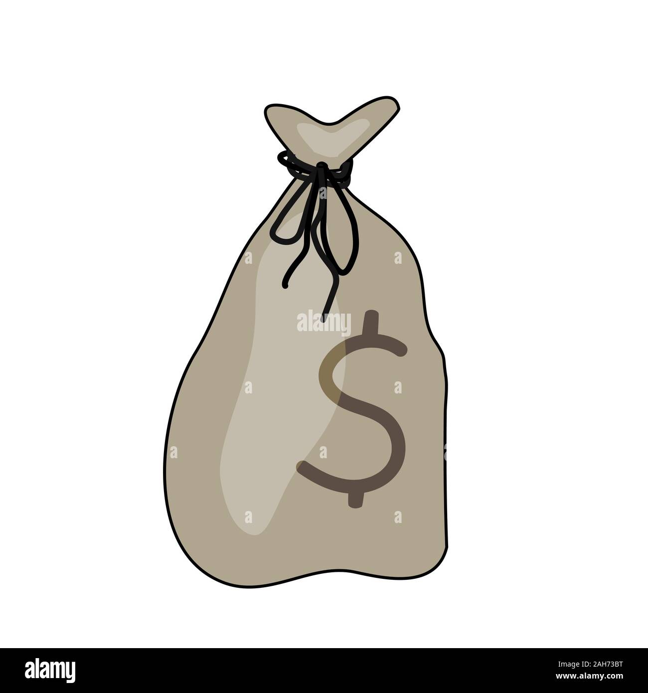 Sac argent isolé sur fond blanc. Sac de l'argent. L'icône de sac d'argent ou d'un logo. Argent marron sac simple caricature illustration thème Finances.Vector Illustration de Vecteur