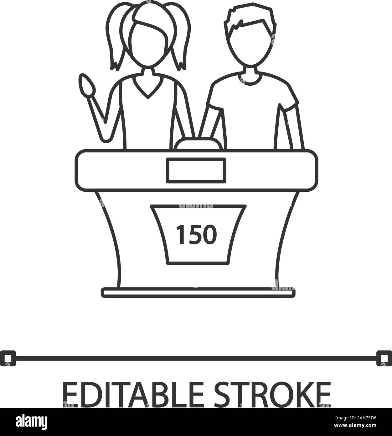Quiz bowl icône linéaire. Quizbowl. Fine ligne illustration. Jeu-questionnaire de l'école. Jeu intellectuel pour les enfants. Aire de jeu-questionnaire. Symbole de contour. Vect Illustration de Vecteur