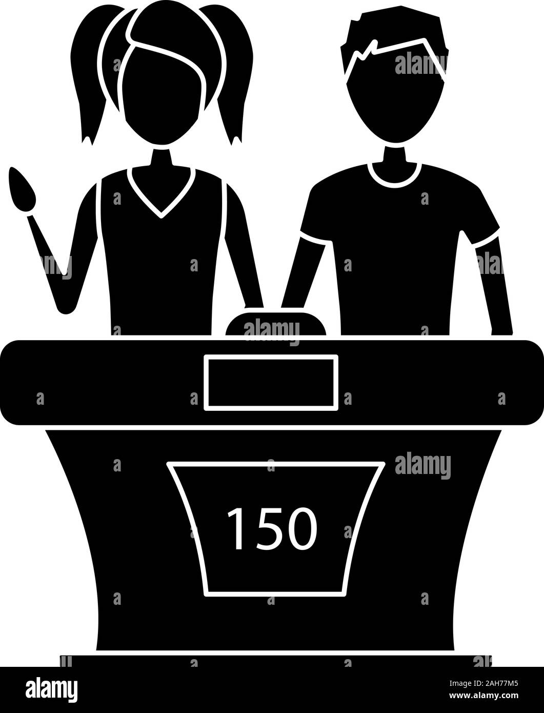 Quiz bowl icône glyphe. Quizbowl. Jeu-questionnaire de l'école. Jeu intellectuel pour les enfants. Aire de jeu-questionnaire. Symbole de Silhouette. L'espace négatif. Iso vecteur Illustration de Vecteur