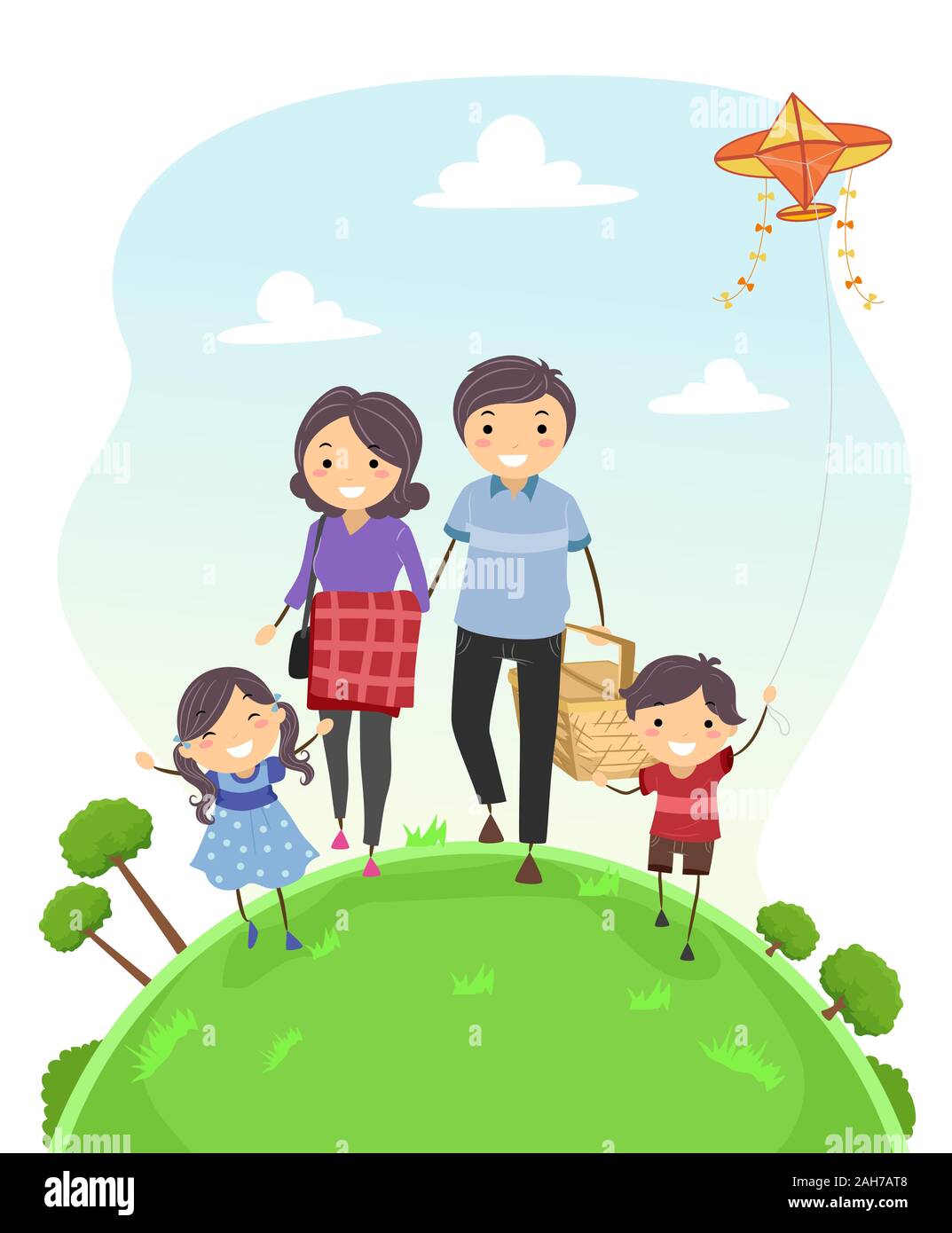 Family Picnic Boy Girl Art Banque d'image et photos - Alamy