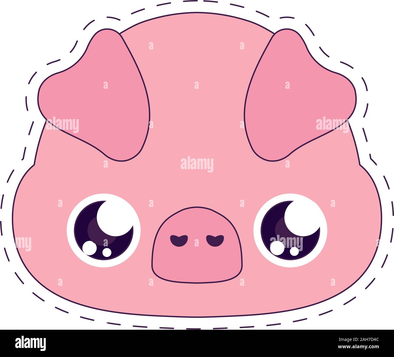 Conception, dessin animé cochon Kawaii cute expression drôle de caractère et l'émoticône thème Vector illustration Illustration de Vecteur