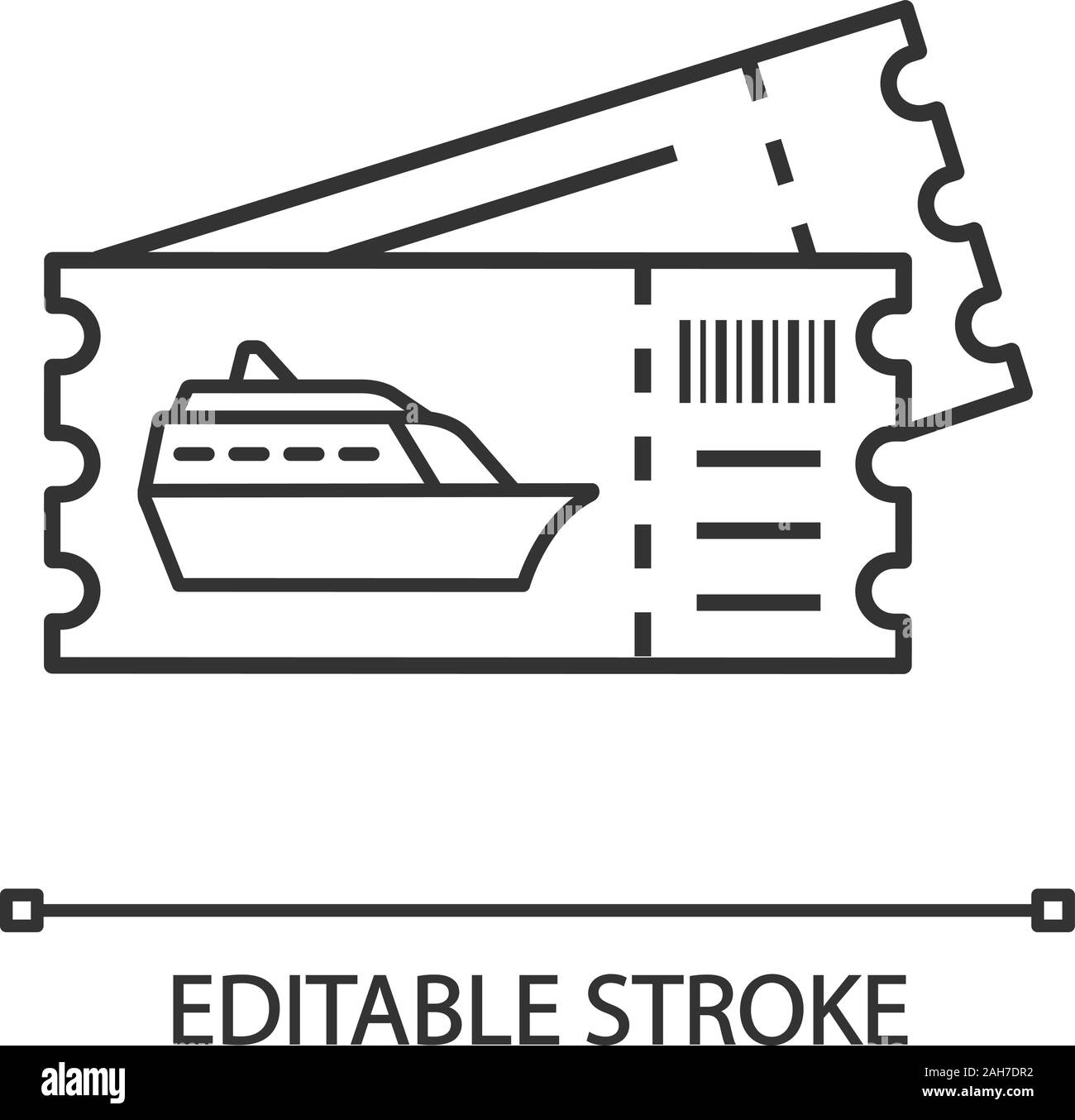 Billets de bateau de croisière icône linéaire. Les excursions, tours. Fine ligne illustration. Paquebot, bateau d'embarquement. Symbole de contour. Vector isol Illustration de Vecteur