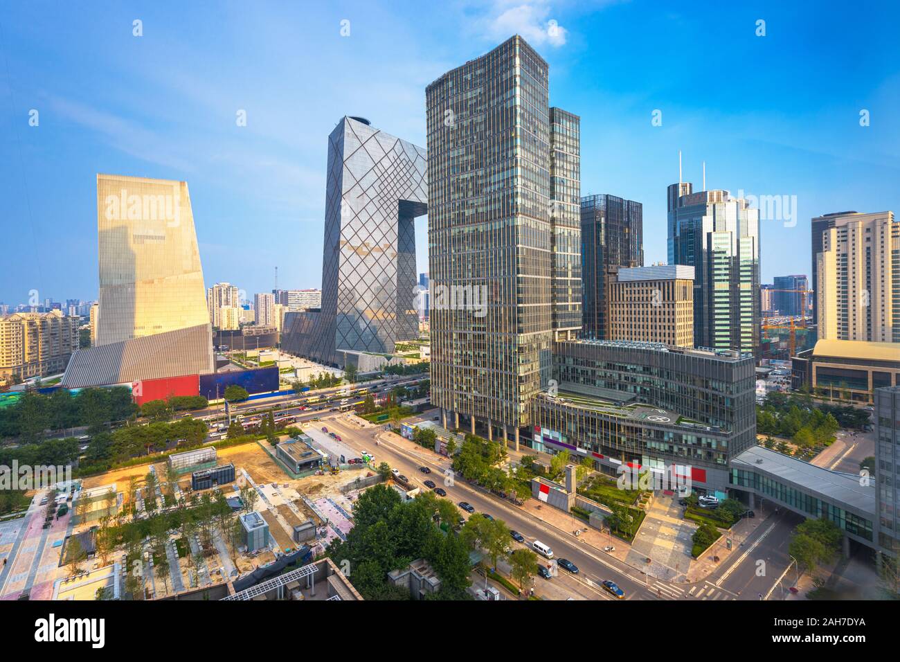 Beijing, Chine CBD sur les toits de la ville dans l'après-midi. Banque D'Images