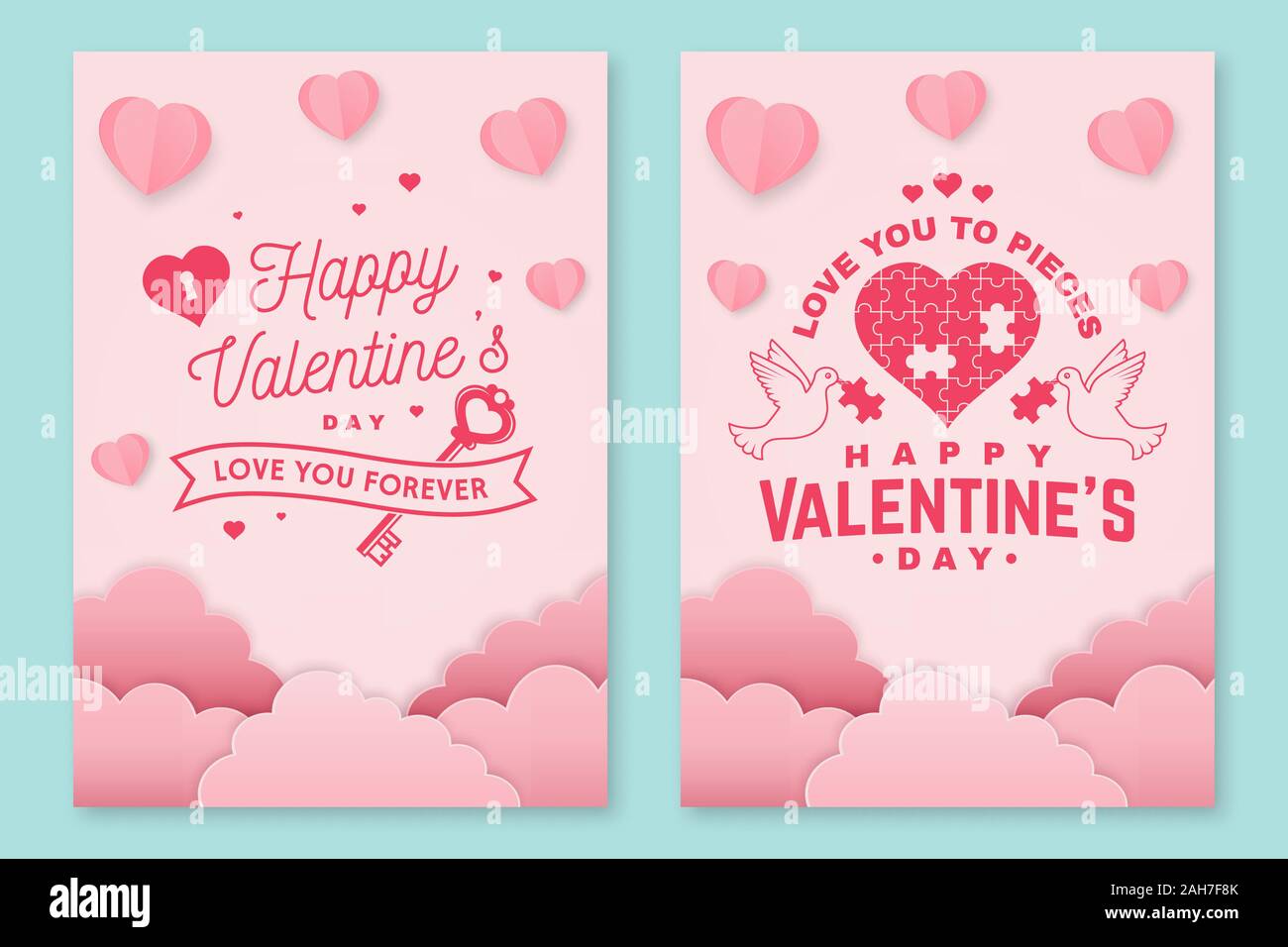 Jeu de Happy Valentines Day affiche, flyer, cartes de vœux. Définir invitation, affiches, brochure, bon de réduction, des bannières avec des nuages, des oiseaux, clé, coeur. La conception de scénario pour la Saint-Valentin Illustration de Vecteur Jeu de Happy Valentines Day affiche, flyer, cartes de vœux. Définir invitation, affiches, brochure, bon de réduction, des bannières avec des nuages, des oiseaux, clé, coeur. La conception de scénario pour la Saint-Valentin Illustration de Vecteur