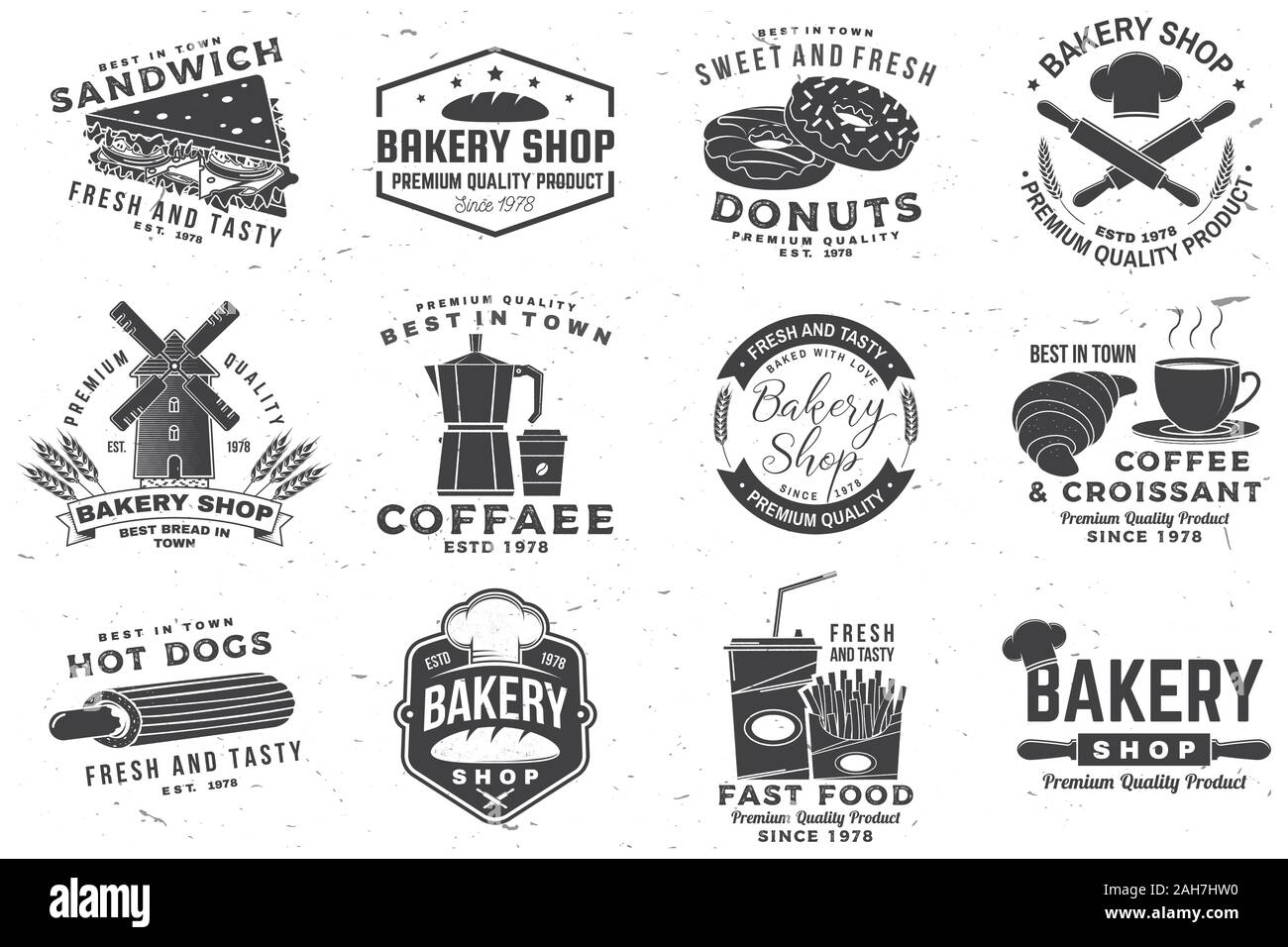 Ensemble de boulangerie et de restauration rapide badge rétro. Vector illustration. Concept pour boulangerie, café, restaurant, pub ou fast food business. Restaurant pour objets d'identité, l'emballage menu contextuel Illustration de Vecteur Ensemble de boulangerie et de restauration rapide badge rétro. Vector illustration. Concept pour boulangerie, café, restaurant, pub ou fast food business. Restaurant pour objets d'identité, l'emballage menu contextuel Illustration de Vecteur