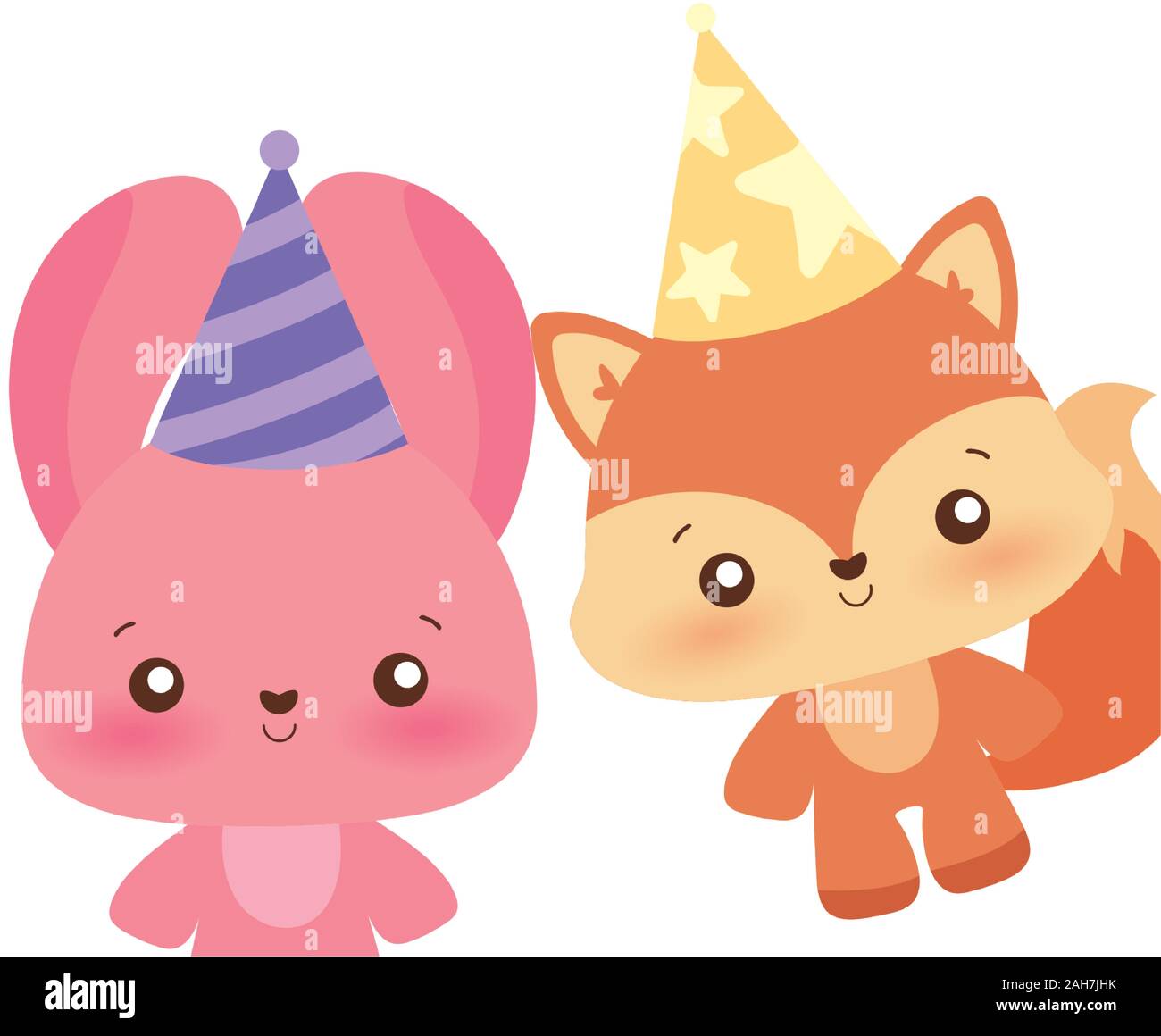 Fox Et Lapin Cartoon Design Carte Joyeux Anniversaire Celebration Noel Decoration Fete Surprise Anniversaire Et Invitation Theme Vector Illustration Image Vectorielle Stock Alamy