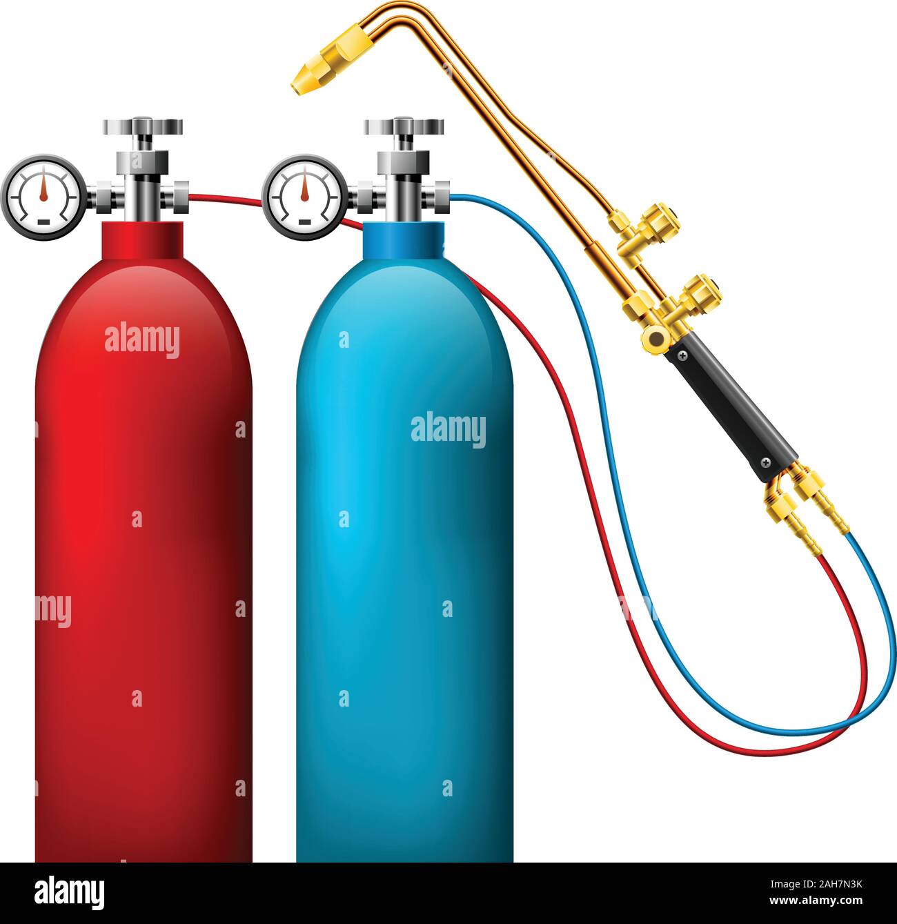 Les bouteilles de gaz et soudure chalumeau oxy acétylène - réservoir de gaz  et le brûleur, pignon de soudure Image Vectorielle Stock - Alamy
