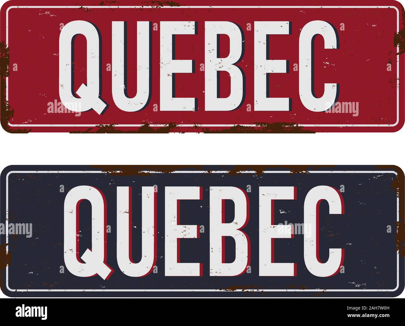 Québec Canada rusty old enamel sign on white background Illustration de Vecteur
