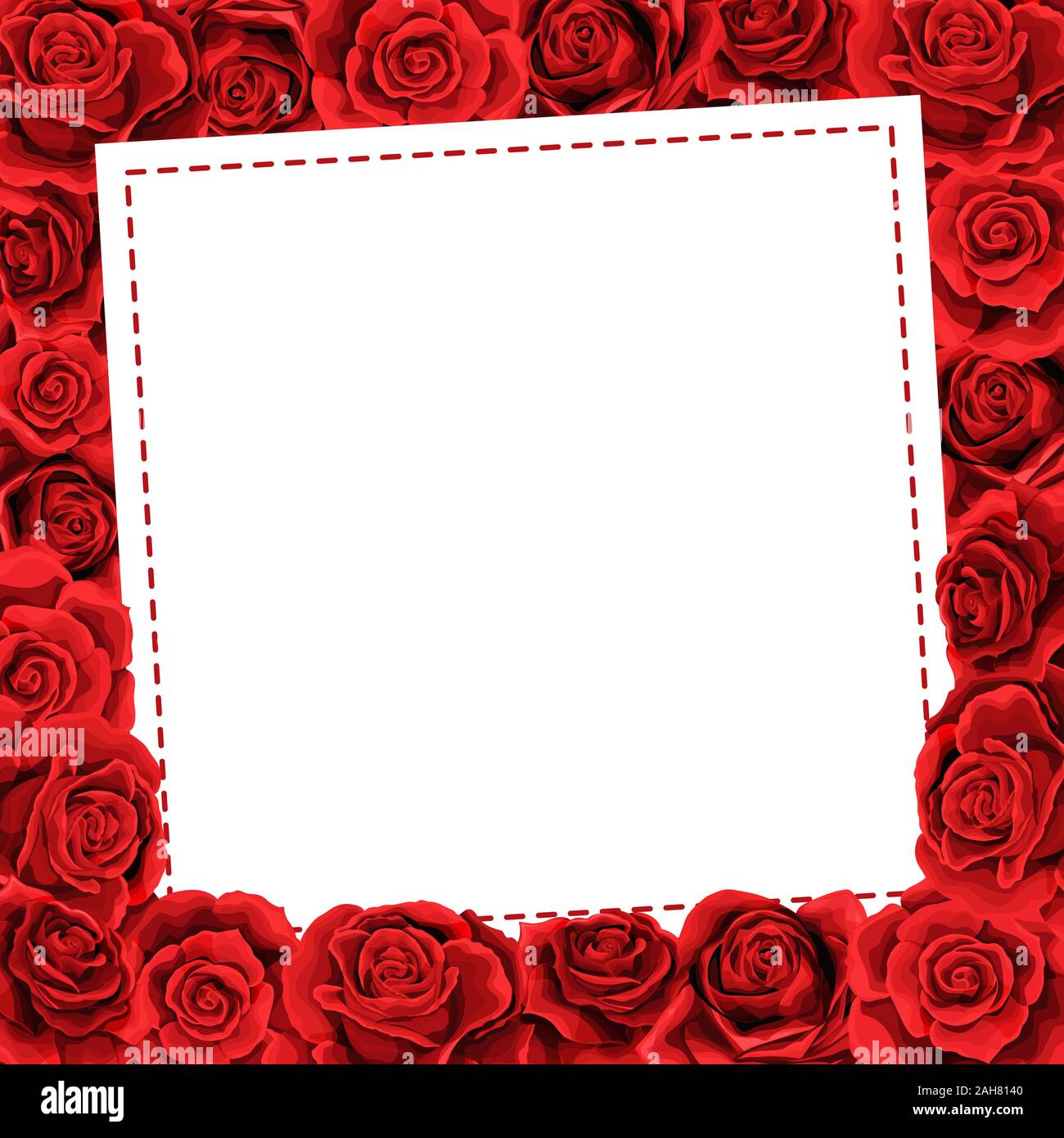 Roses rouges bouquet floral élégant comme cadre. L'été vecteur conception frontière Illustration de Vecteur