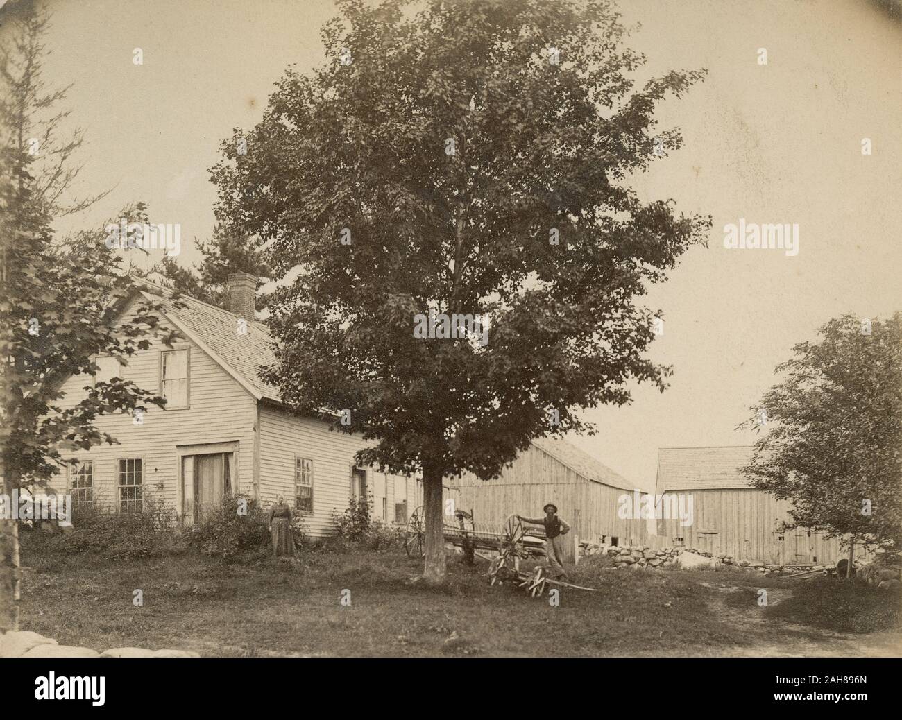 C Antique1890 photo, "ma vieille maison à Troy, New Hampshire (West Hill)." Source : photographie originale Banque D'Images