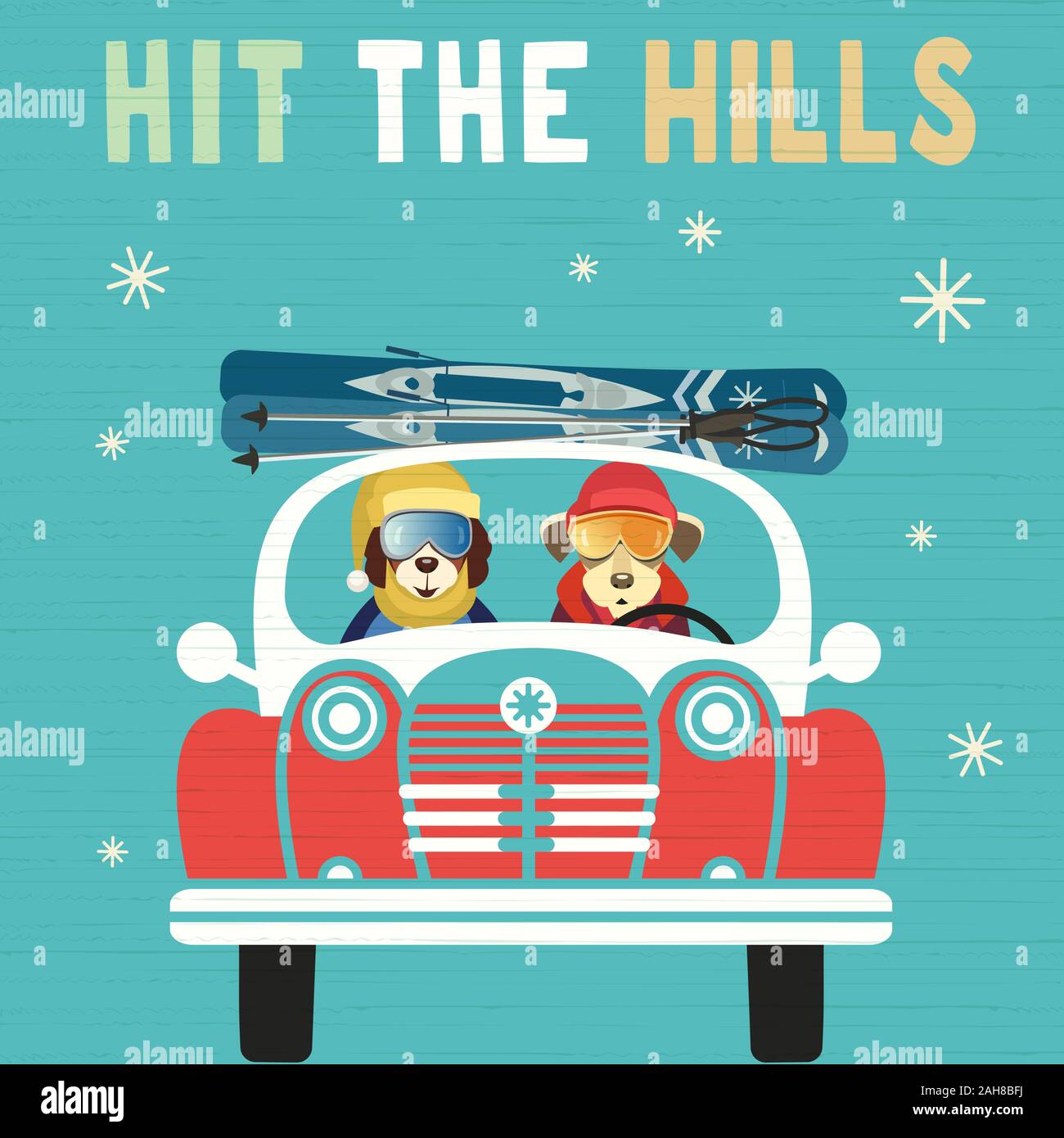 Hit Hills hiver amusant couleur vecteur poster Illustration de Vecteur