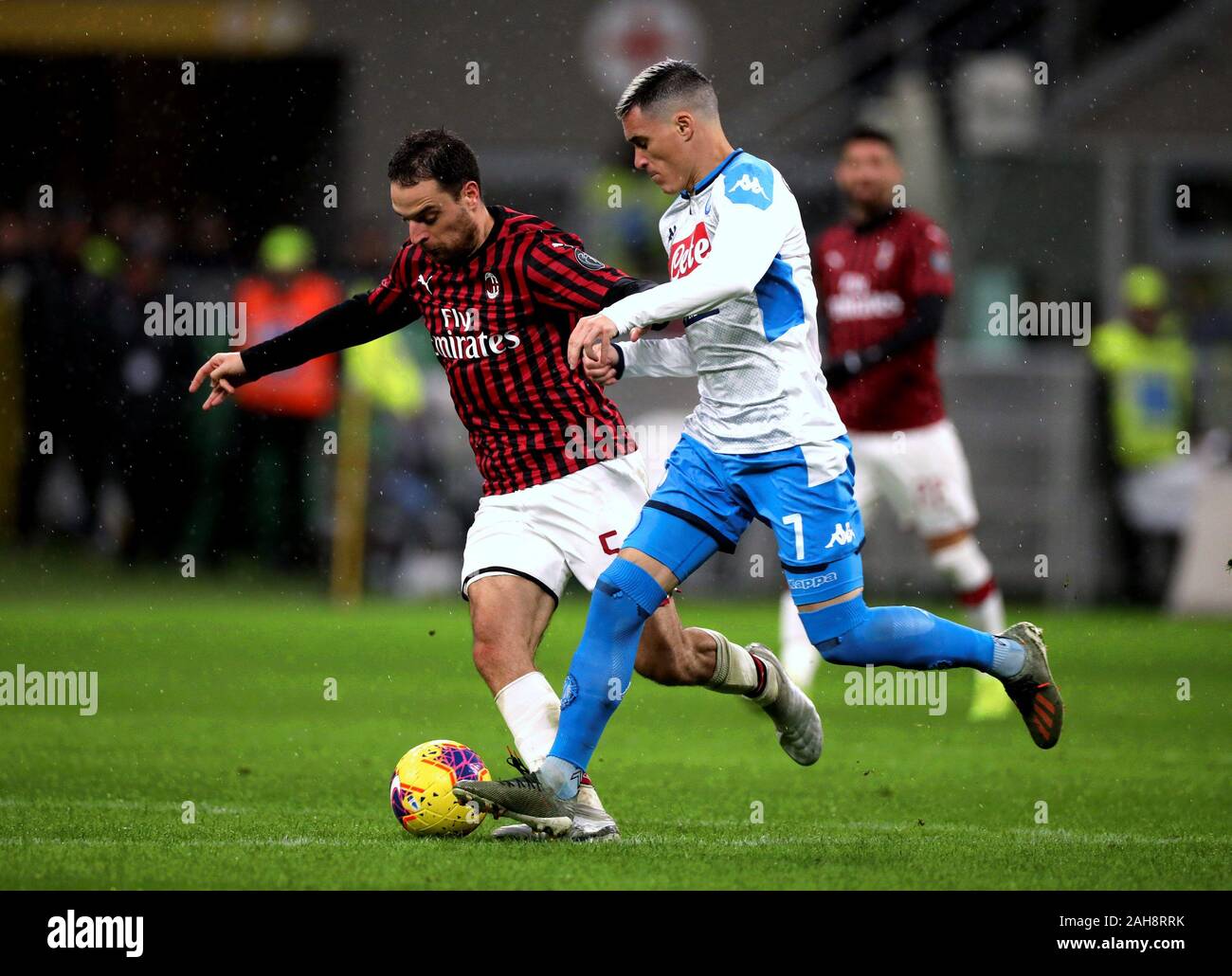 Milan, ITALIE - 23 novembre 2019: Giacomo Bonaventura et Josèè Callejon en action pendant la série A 2019/2020 MILAN / NAPLES au stade San Siro. Banque D'Images