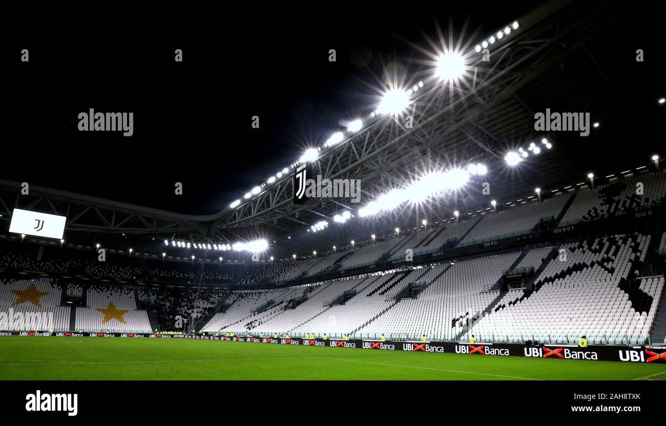 Turin, ITALIE - 10 novembre 2019: Vue générale à l'intérieur du stade après la Serie A 2019/2020 JUVENTUS / MILAN au stade Allianz. Banque D'Images