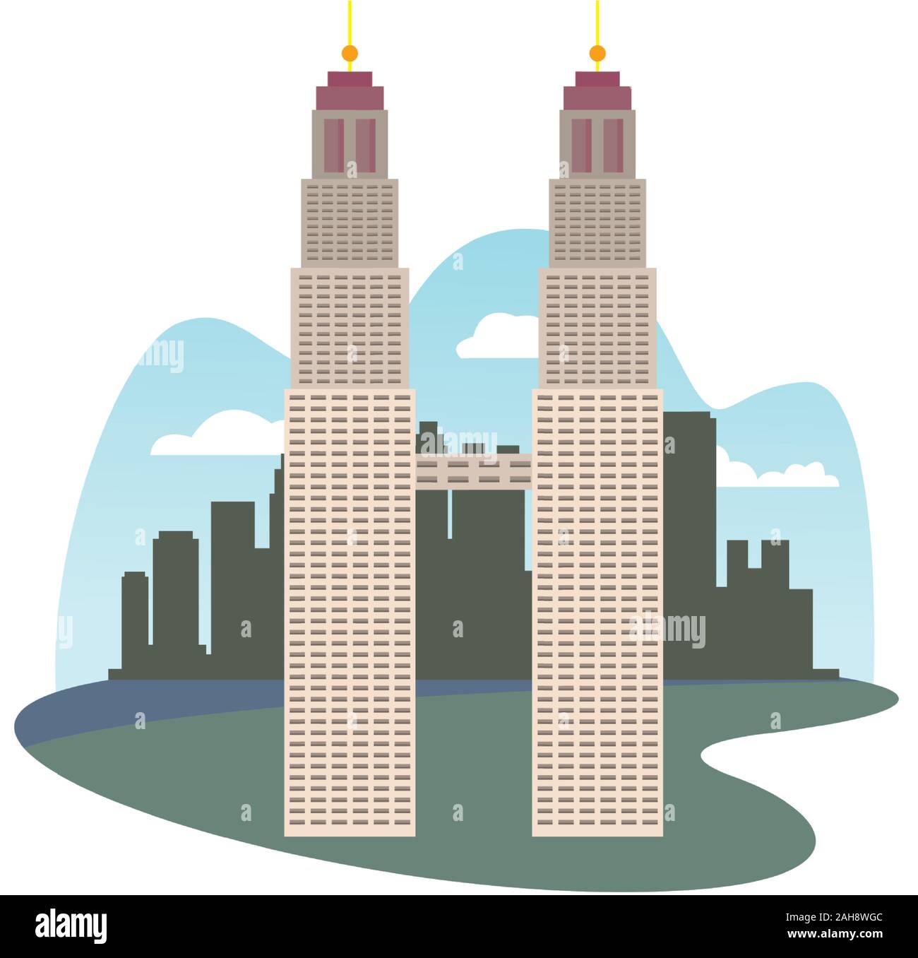 Architecture Tours Petronas icône isolé Illustration de Vecteur