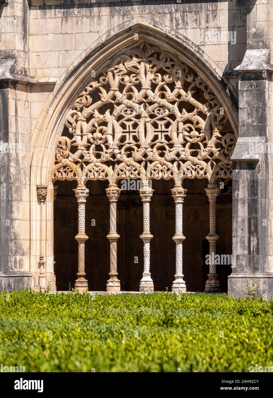 Porche pour extérieur à la cloître, Monastère de Batalha, près de Leiria au Portugal Banque D'Images