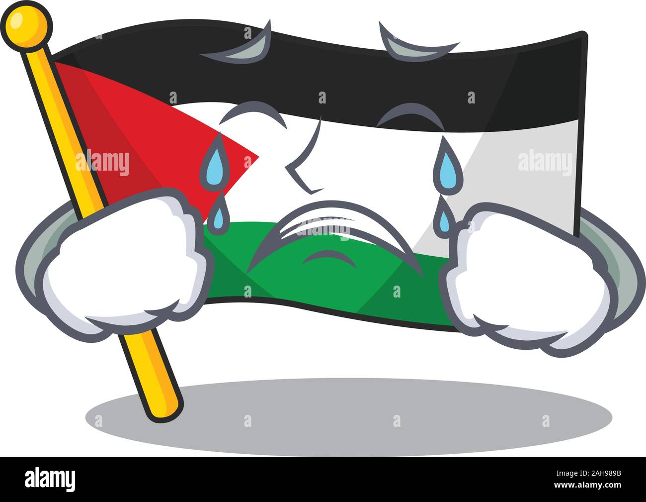 Triste A Pleurer D Un Drapeau Palestine Faire Defiler La Conception De Personnages De Dessins Animes Image Vectorielle Stock Alamy