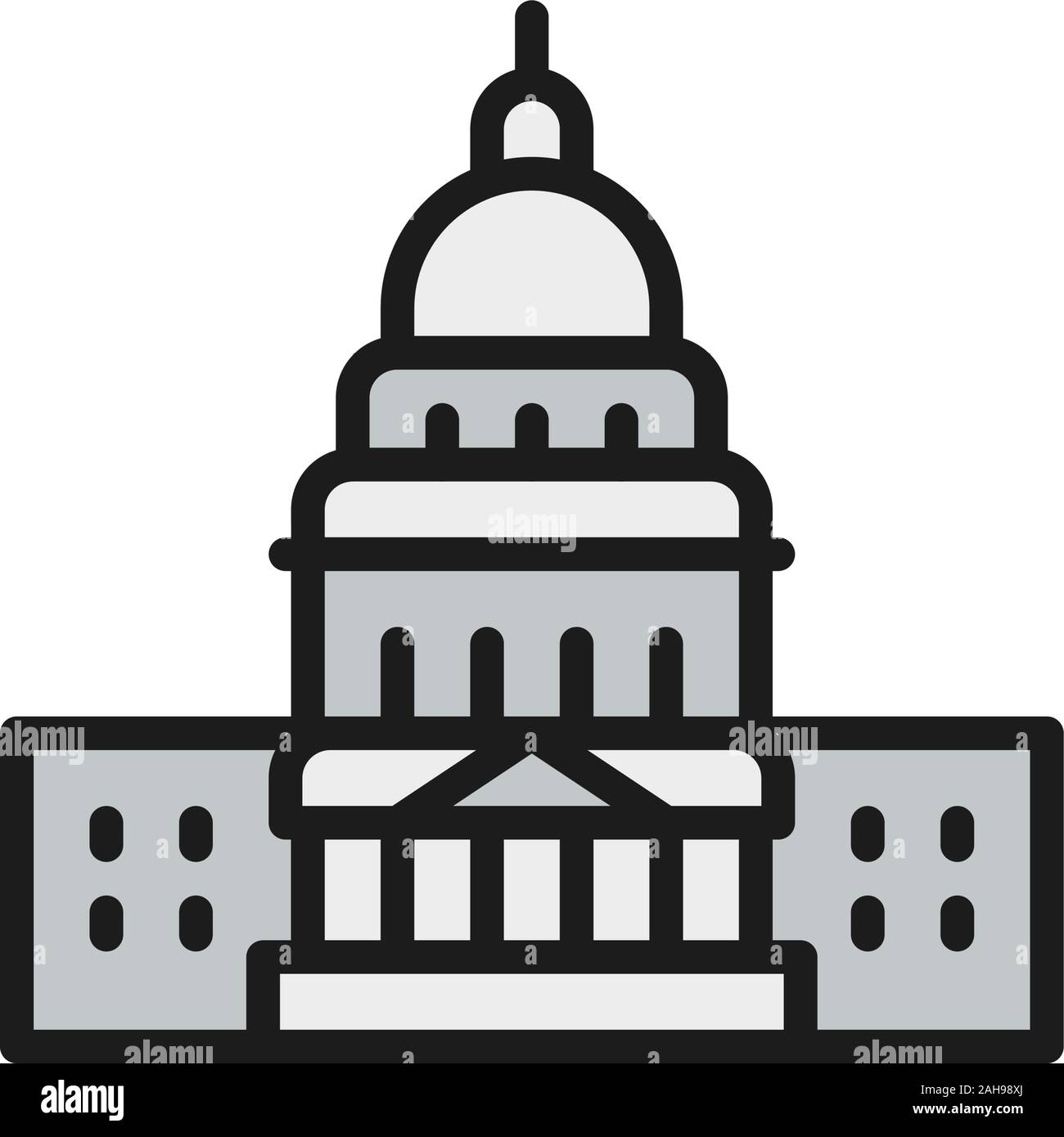 United States Capitol, les bâtiments américains célèbres télévision couleur ligne icône. Illustration de Vecteur
