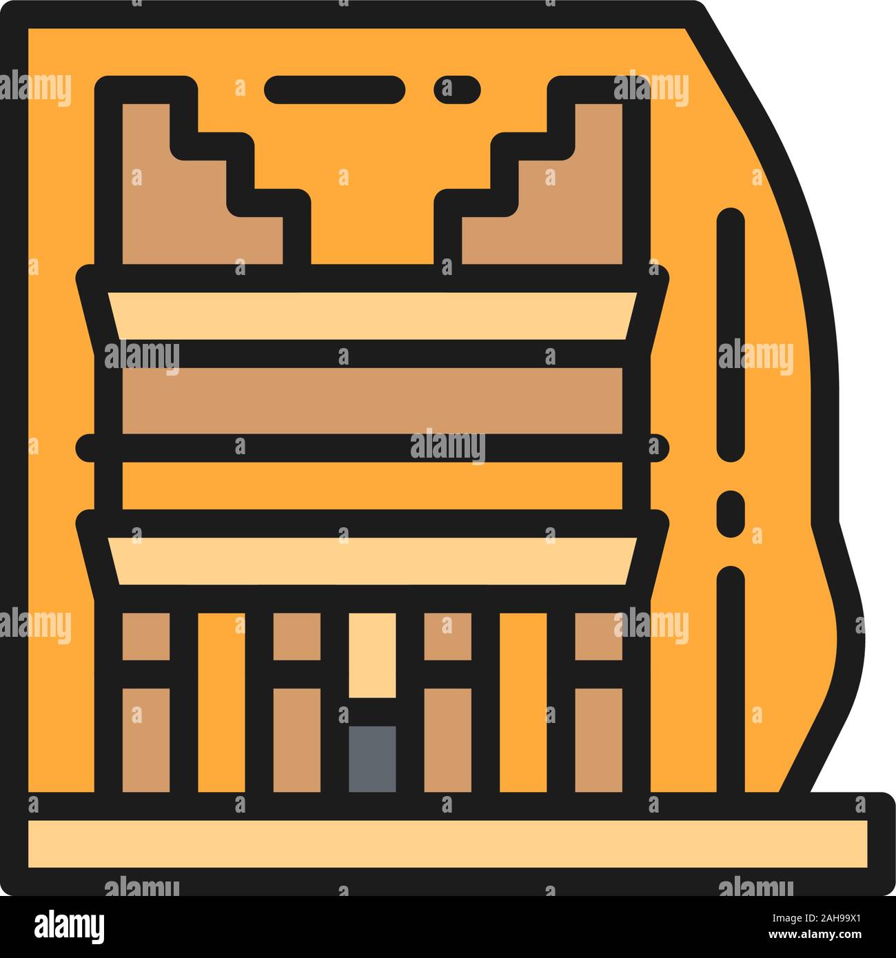 Madain Saleh, monument de Al-Hejaz, l'Arabie saoudite télévision couleur ligne icône. Illustration de Vecteur