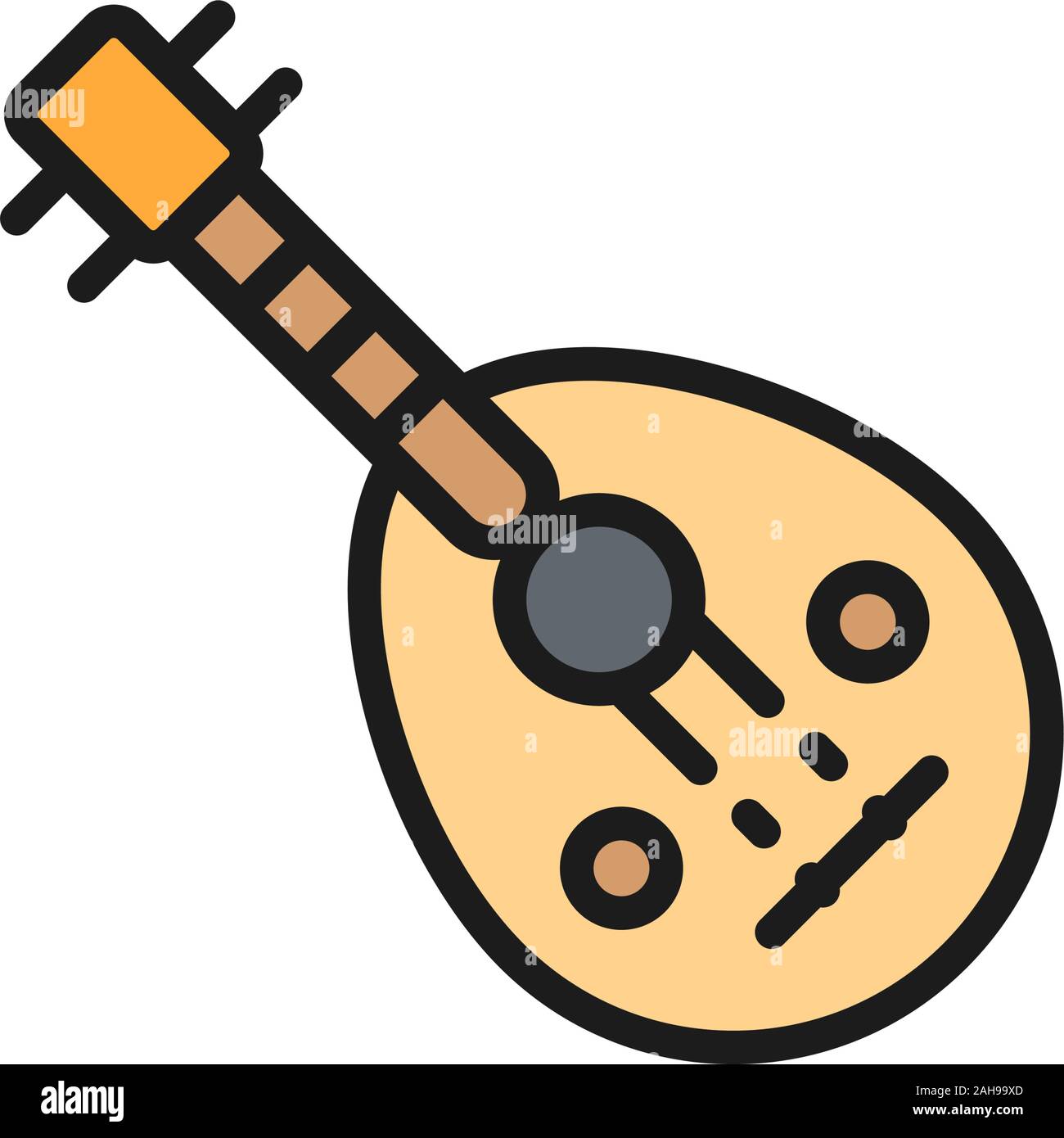 Oud, instrument de musique traditionnelle arabe télévision couleur ligne icône. Illustration de Vecteur