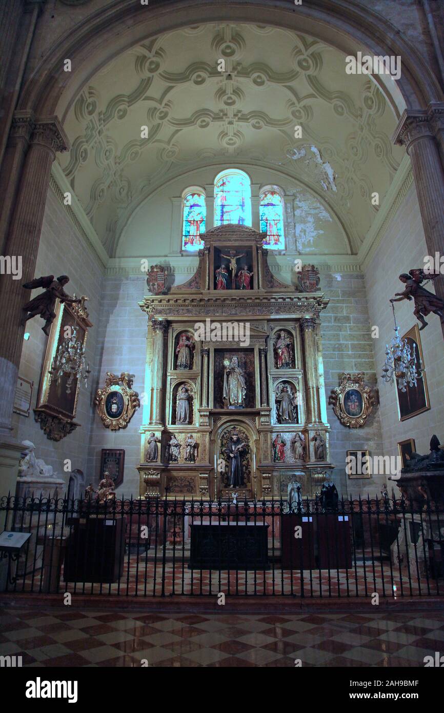 Chapelle de saint François dans la cathédrale de Notre-Dame de l'Incarnation / 'la Cathédrale' dans le centre-ville de Malaga Costa del Sol Andalousie Espagne Banque D'Images