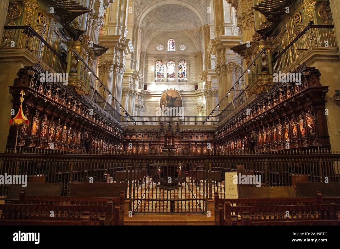 La Chorale à l'intérieur de la Cathédrale Notre Dame de l'Incarnation / 'la Cathédrale' dans le centre-ville de Malaga Costa del Sol Andalousie Espagne Banque D'Images