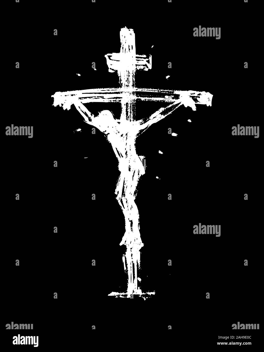 Jésus sur la croix. Croquis dessinés à la main. Illustration de Vecteur