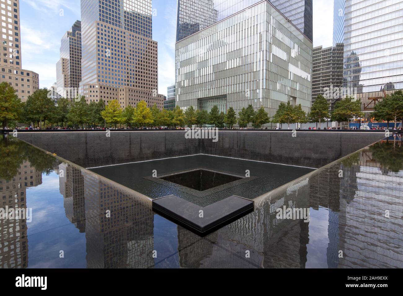 World Trade Center Ground Zero Memorial dédié, sur les attaques terroristes du 11 septembre 2001 dans la ville de New Banque D'Images