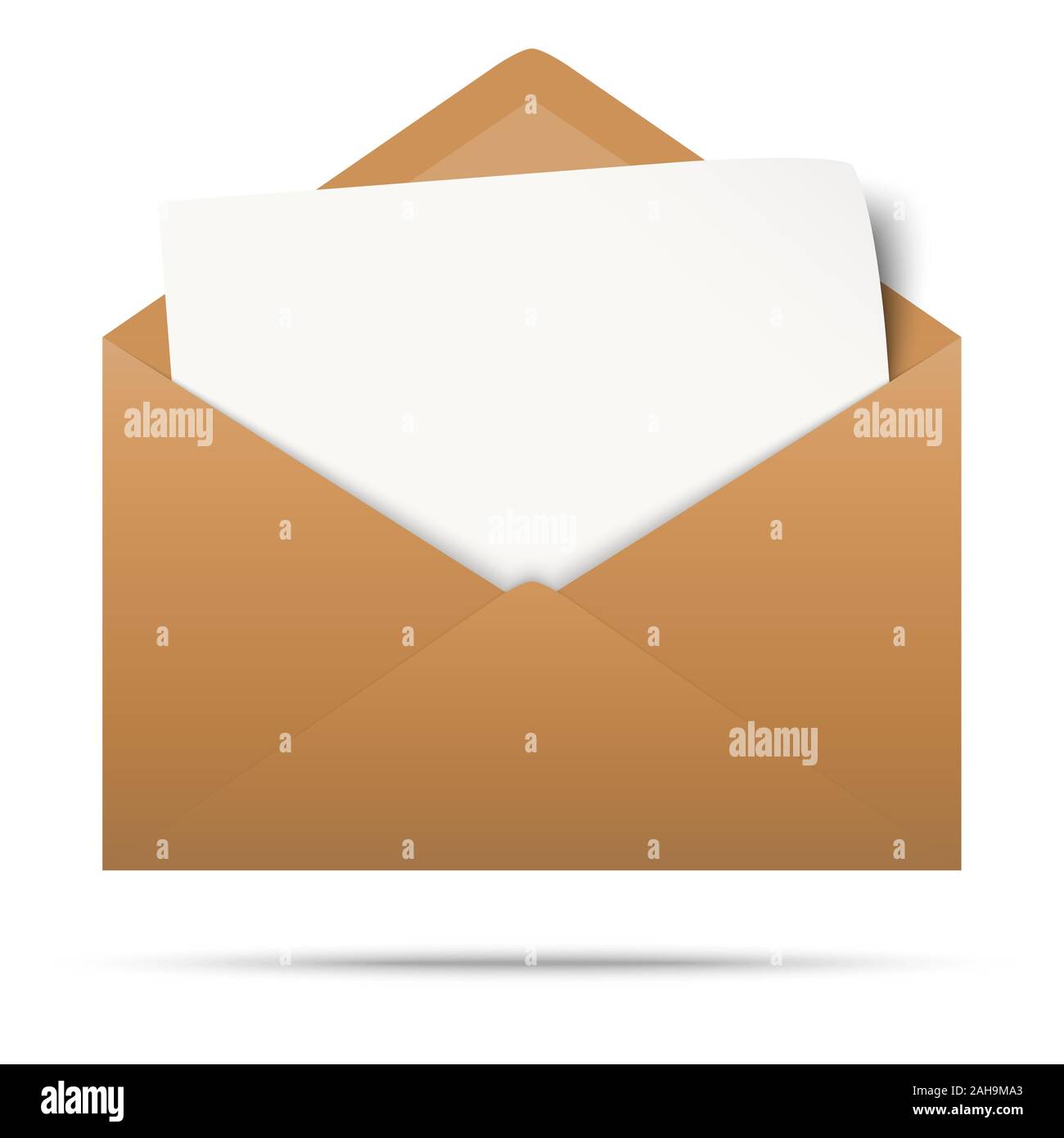 Illustration vecteur de couleur marron avec enveloppe avec du papier blanc vide isolé sur fond blanc Illustration de Vecteur