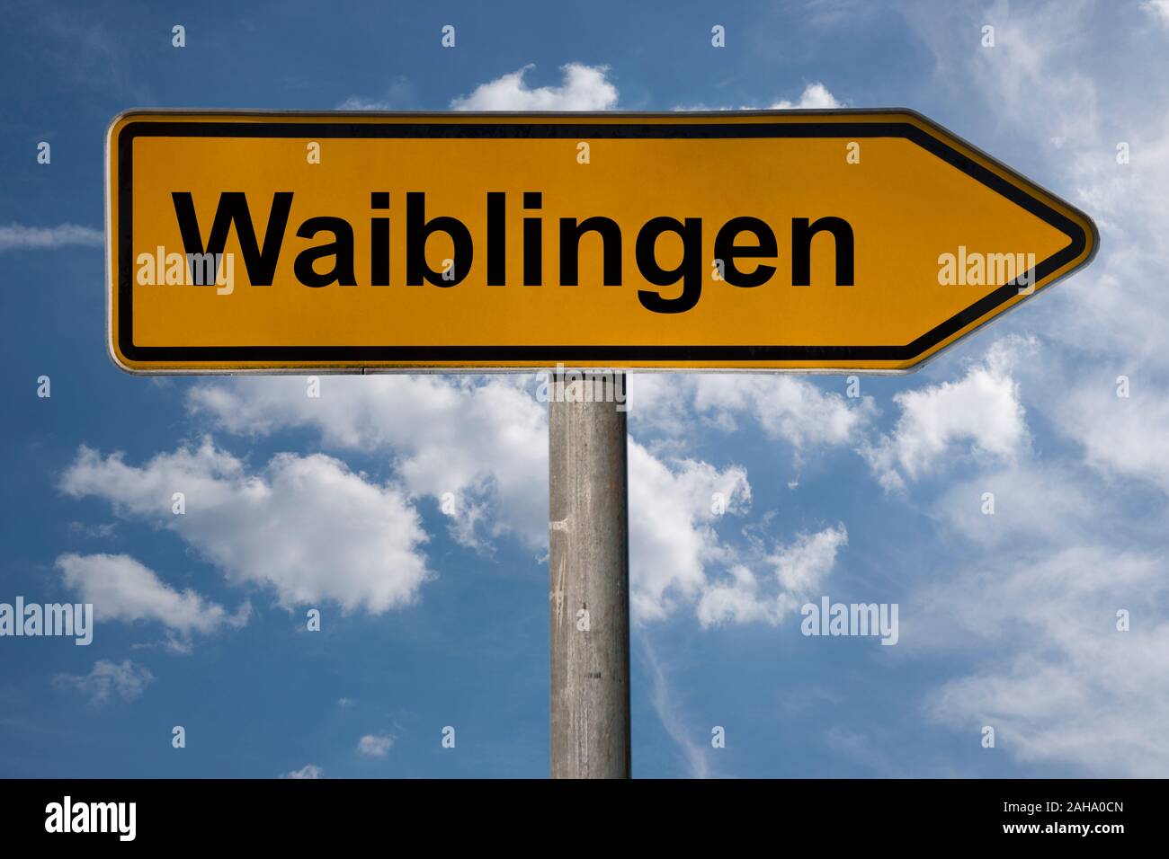 Photo détail d'un panneau avec l'inscription Waiblingen, Bade-Wurtemberg, Allemagne, Europe Banque D'Images