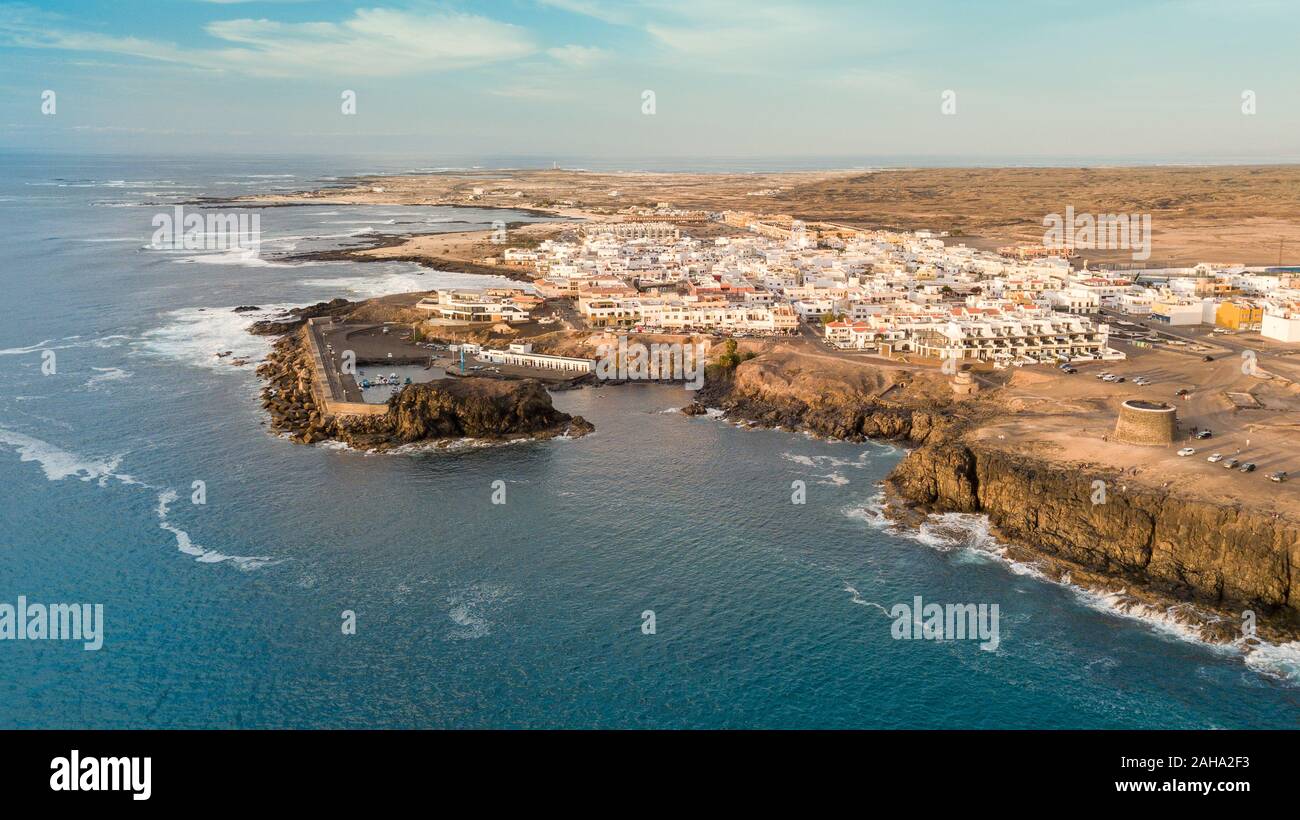 Vue aérienne de la baie d'El Cotillo, Fuerteventura. Îles Canaries Banque D'Images