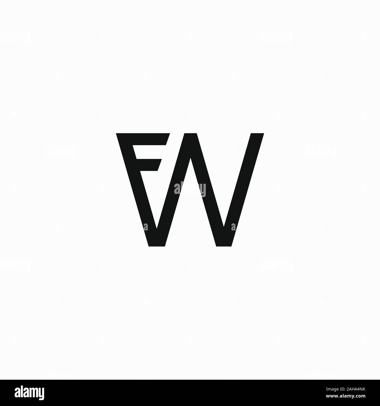 Lettre initiale fw ou modèle de conception de logo wf Illustration de Vecteur