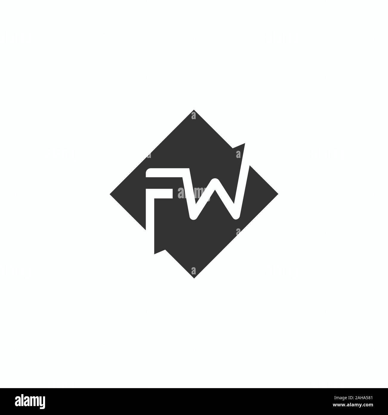Lettre initiale fw ou modèle de conception de logo wf Illustration de Vecteur
