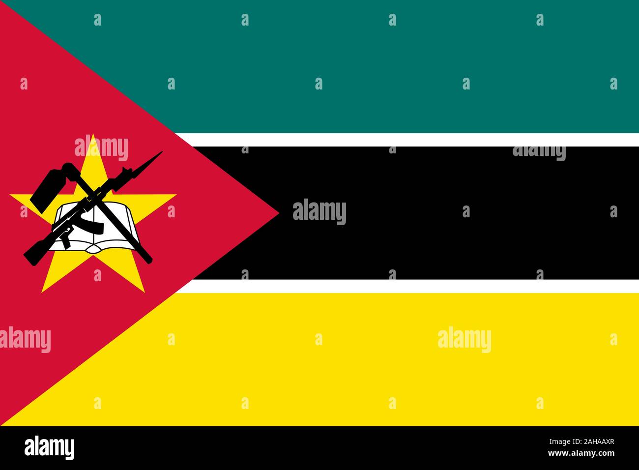 Grande télévision officielle drapeau de Mozambique l'horizontale Banque D'Images