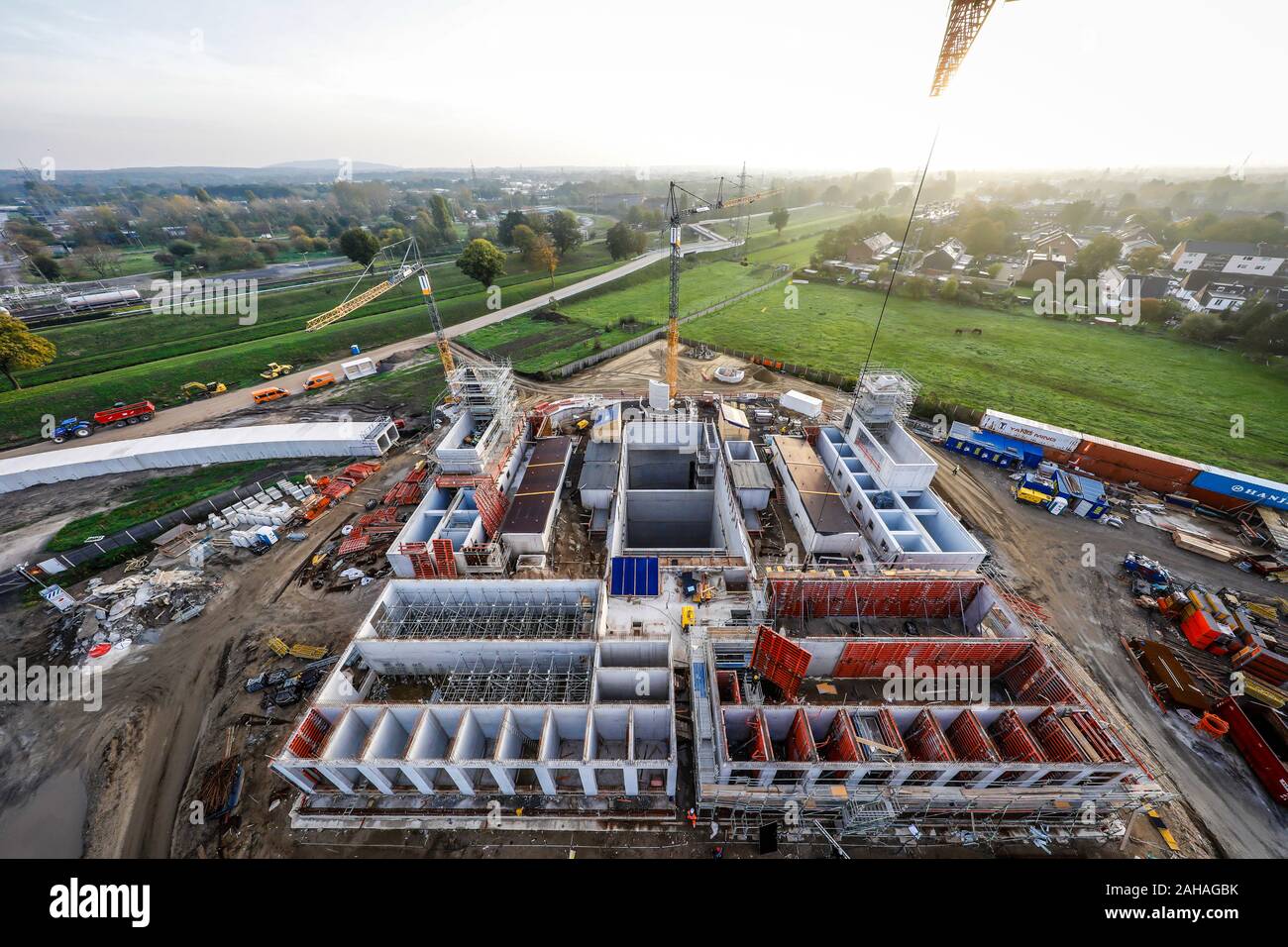 24.10.2019, Oberhausen, Rhénanie du Nord-Westphalie, Allemagne - conversion Emscher, nouvelle construction de l'Emscher AKE d'égout, d'ici le nouveau pumpi Oberhausen Banque D'Images