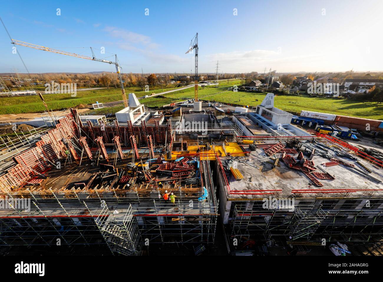 29.11.2019, Oberhausen, Rhénanie du Nord-Westphalie, Allemagne - conversion Emscher, nouvelle construction du canal d'égout AKE Emscher, ici la nouvelle construction Banque D'Images