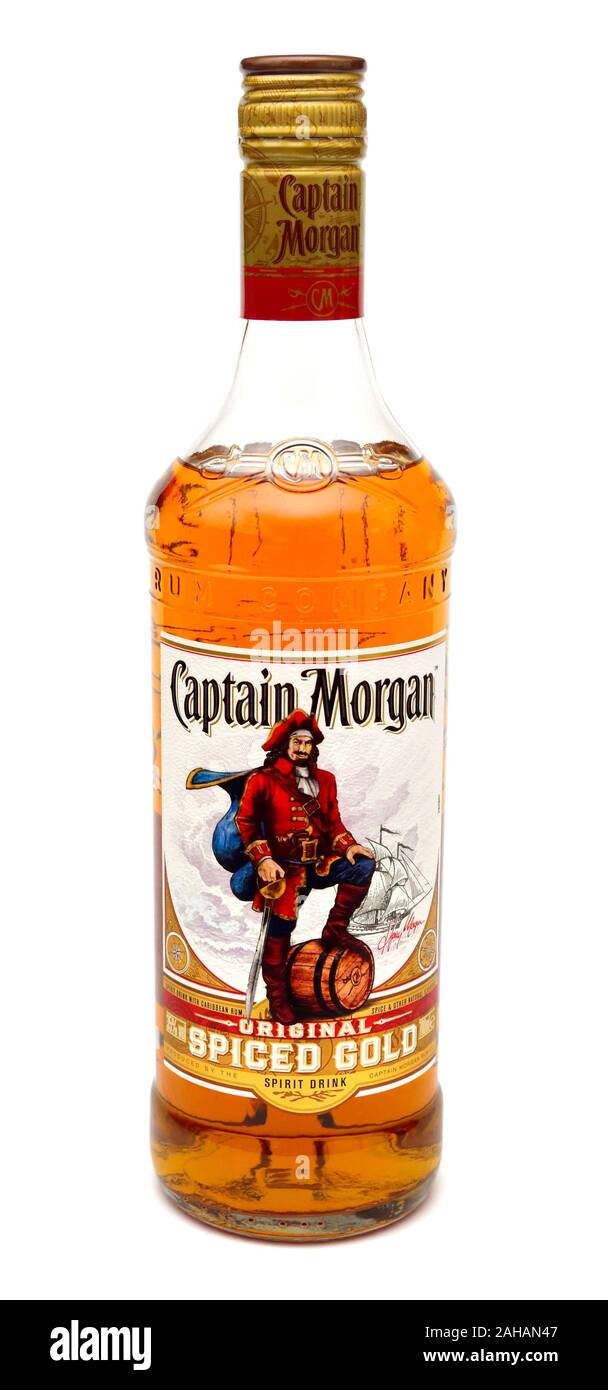 Captain Morgan bouteille de rhum épicé original gold Banque D'Images