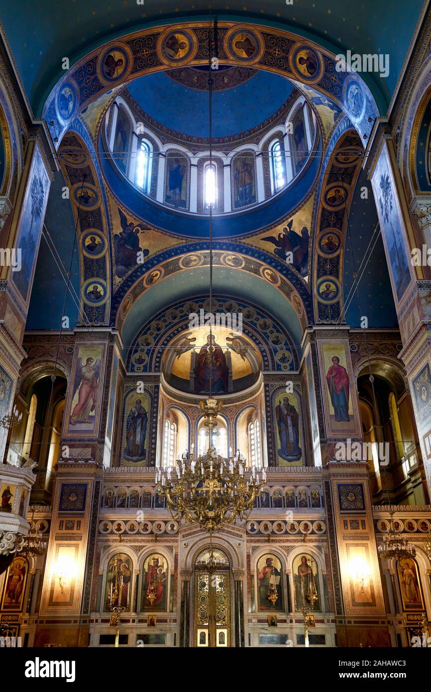 Athènes Grèce. La Cathédrale de Metropolis Banque D'Images