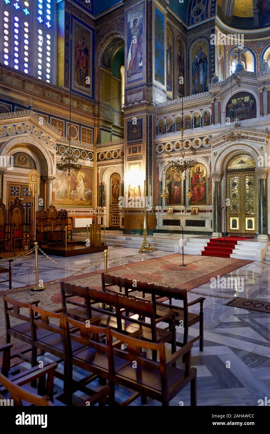 Athènes Grèce. La Cathédrale de Metropolis Banque D'Images