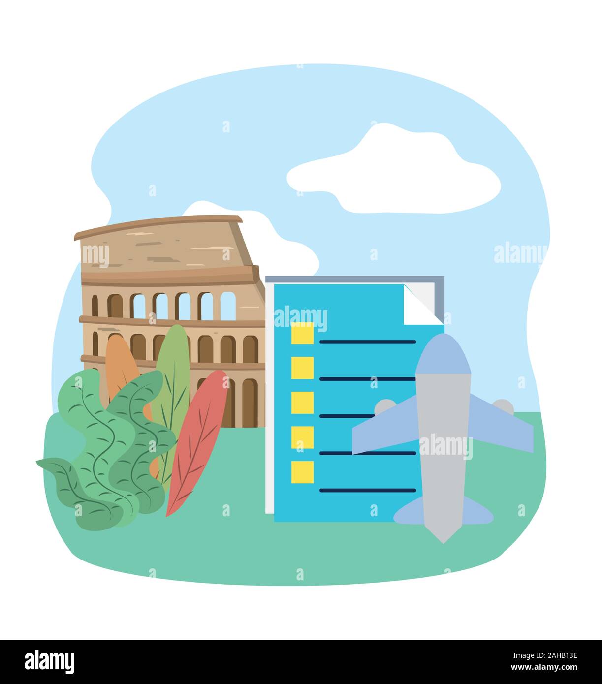 Colisée de voyages vacances tourisme avion vector illustration Illustration de Vecteur