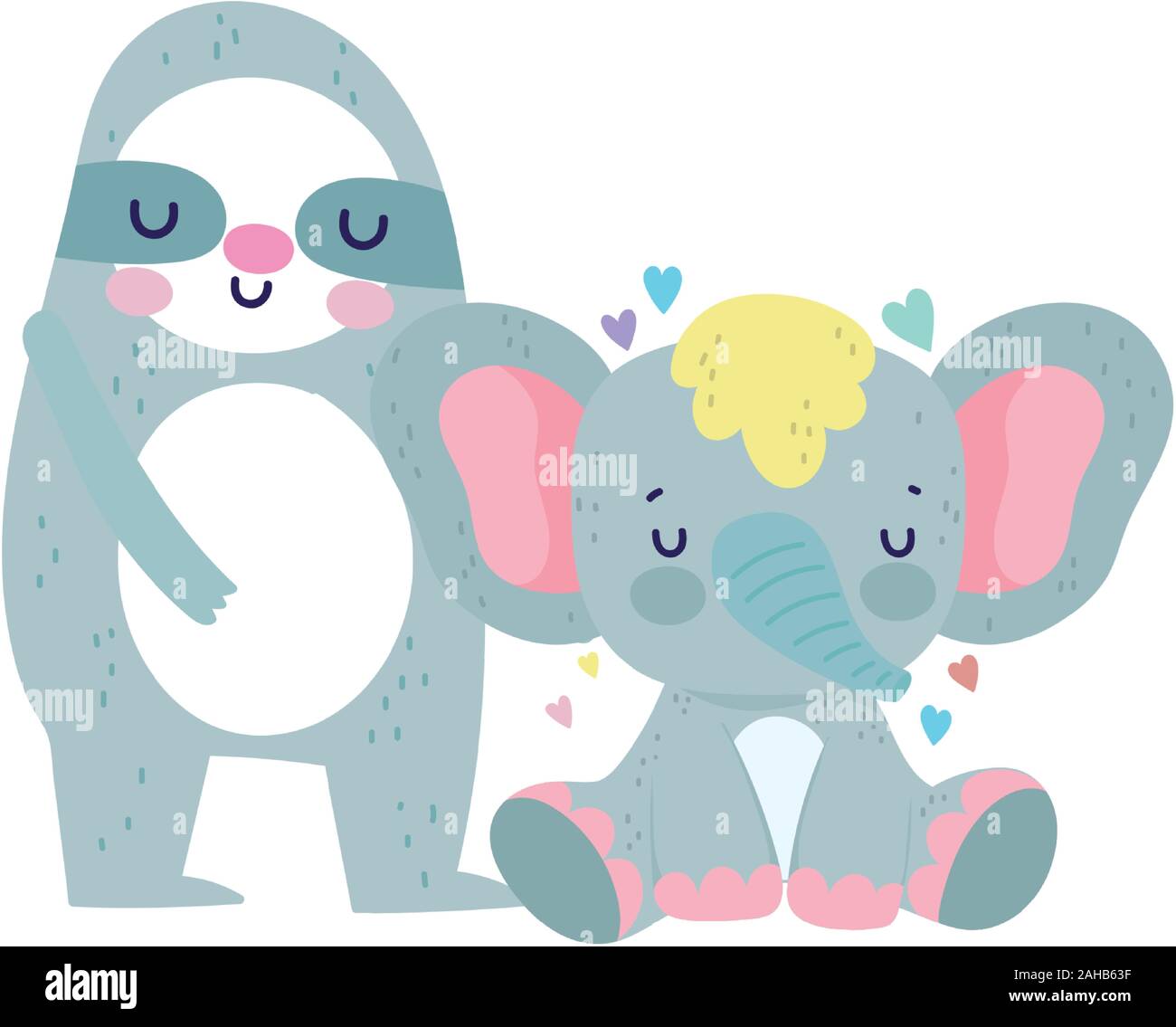 Douche De Bebe Elephant Mignon Sloth Et Cartoon Vector Illustration Image Vectorielle Stock Alamy
