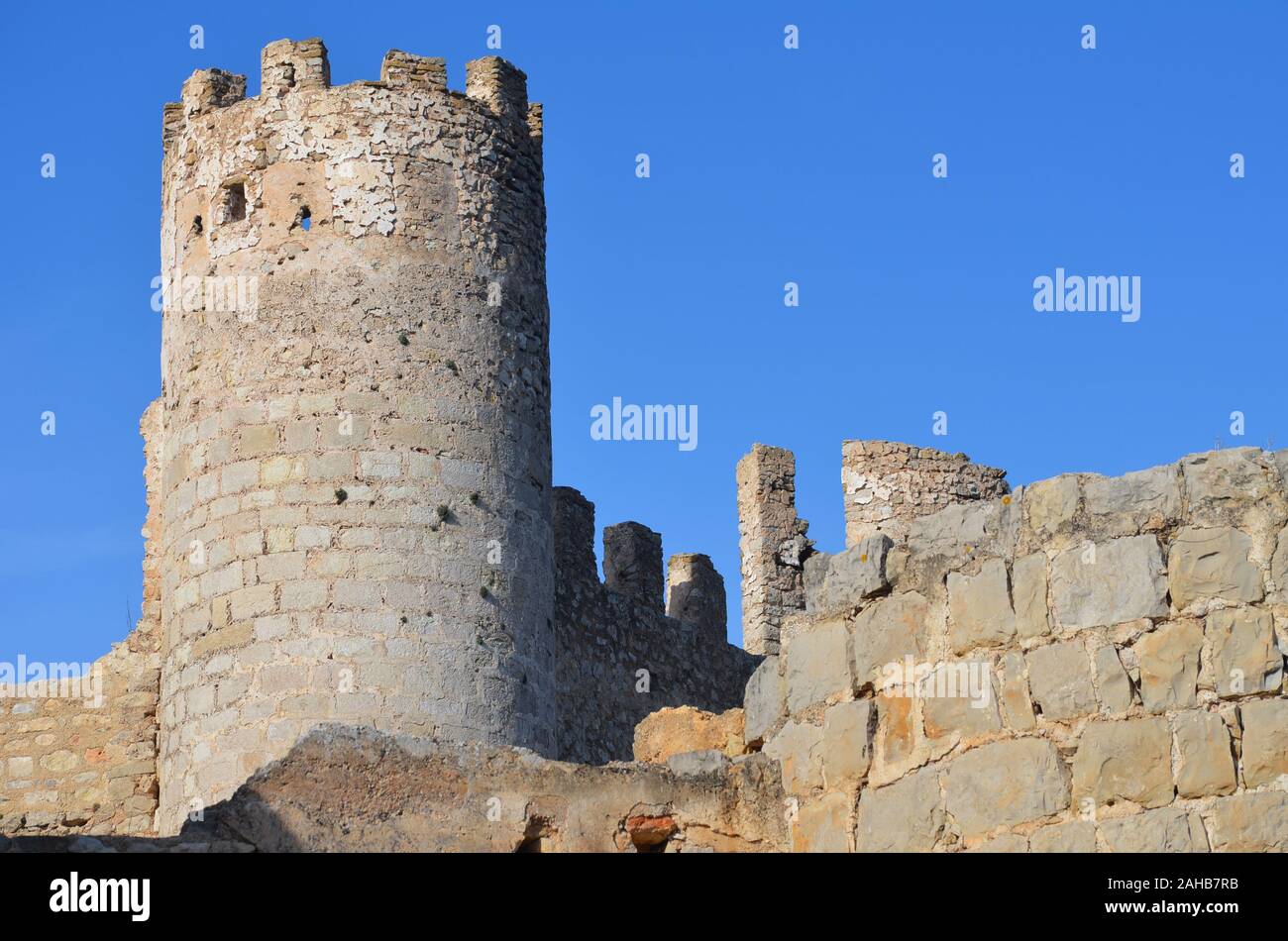 Le Château des Templiers et mauresque (dixième du 13e siècle) d'Alcala de Xivert, région de Valence (est de l'Espagne) Banque D'Images