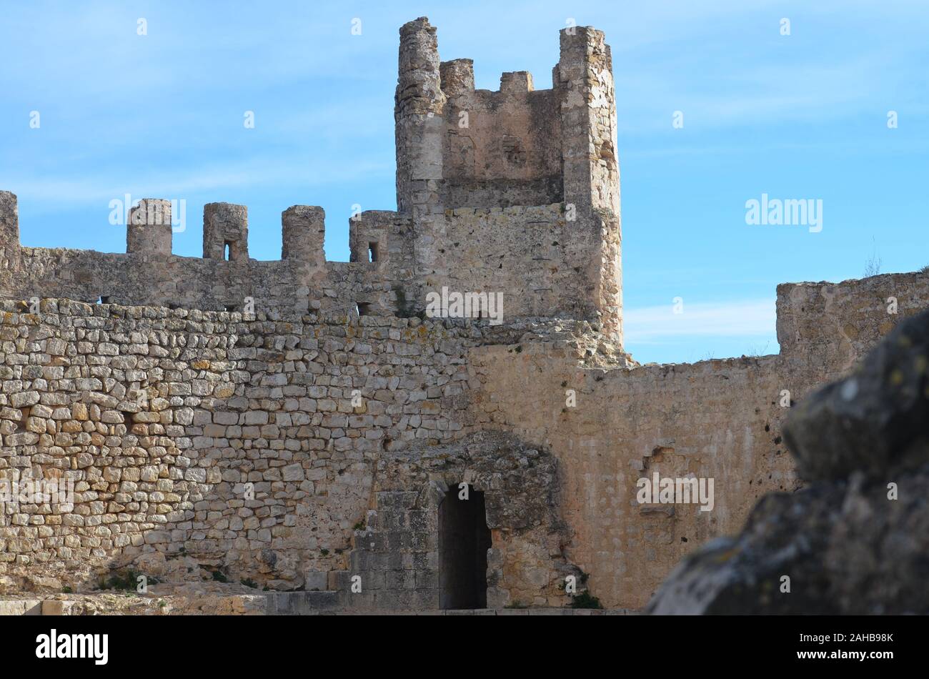 Le Château des Templiers et mauresque (dixième du 13e siècle) d'Alcala de Xivert, région de Valence (est de l'Espagne) Banque D'Images