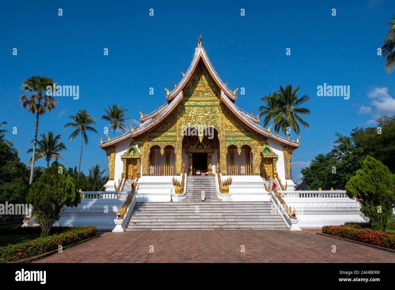 Temple Haw Pha Bang, dans le domaine du Musée du Palais Royal, Luang Prabang, Laos Banque D'Images
