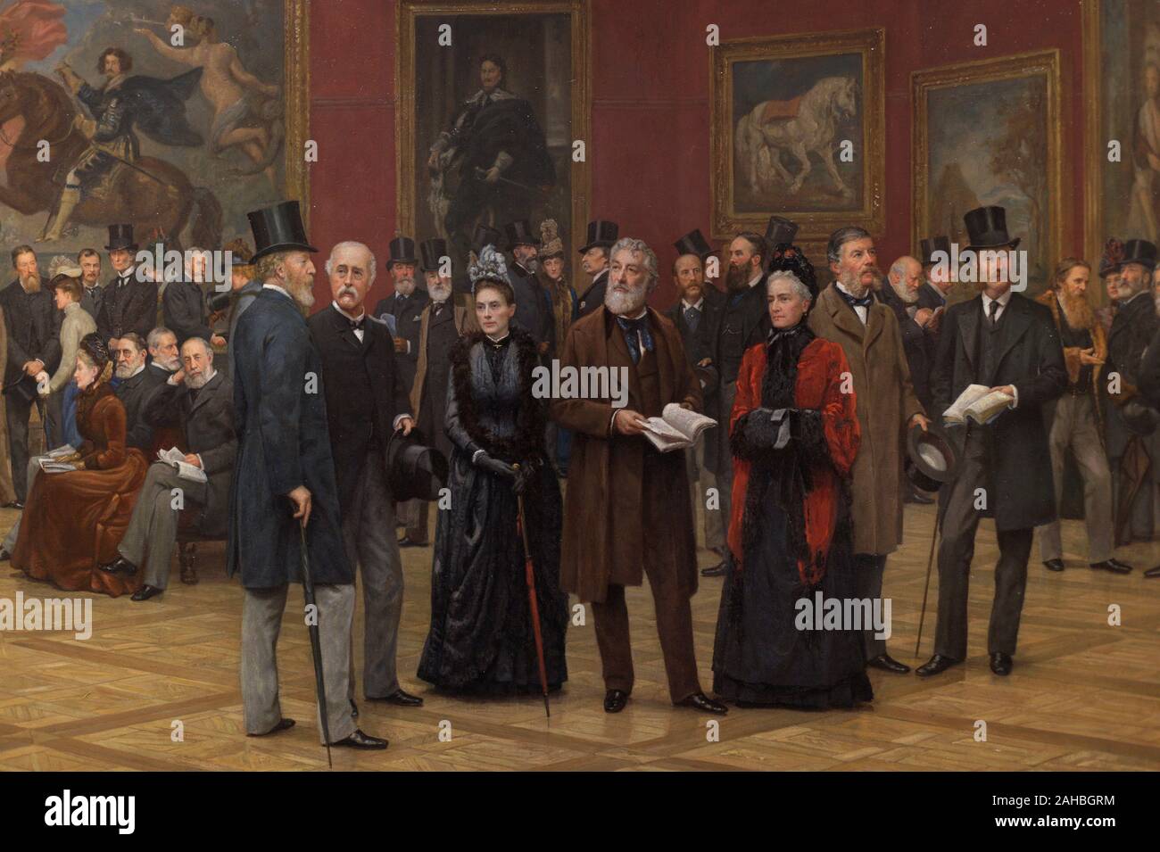 'Visita privada de la exposición de antiguos maestros, Royal Academy, 1888'. Pintura realizada por Henry Jamyn Brooks (1839-1925), Oleo sobre tela, 1889. Detalle. National Portrait Gallery. Londres. Inglaterra. Banque D'Images