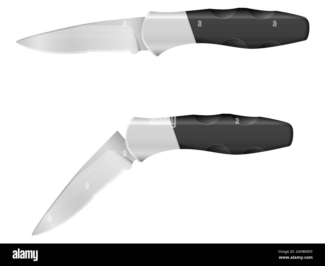 Couteaux de camping sur un fond blanc. Vector illustration. Banque D'Images